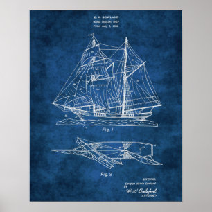Affiche Schéma directeur no 2 du bateau à voile Décor naut