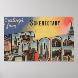 Affiche Schenectady, New York - Large Letter Scenes