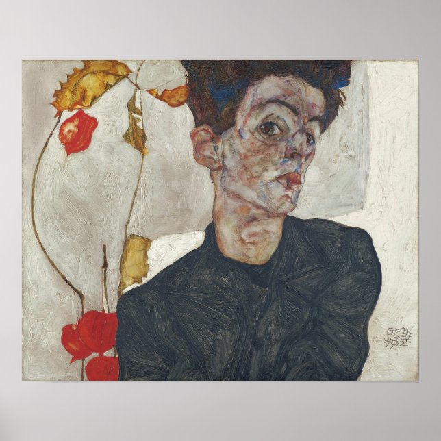 Affiche Schiele - Autoportrait Avec Physalis (Devant)