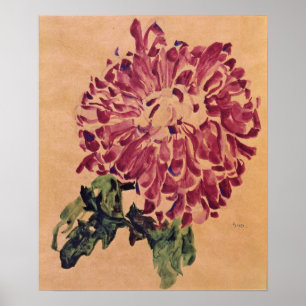 Affiche Schiele - Chrysanthème rouge 1910