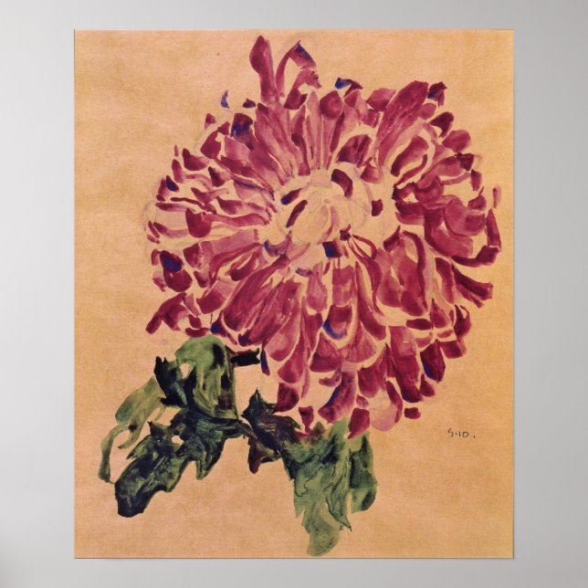 Affiche Schiele - Chrysanthème rouge 1910 (Devant)
