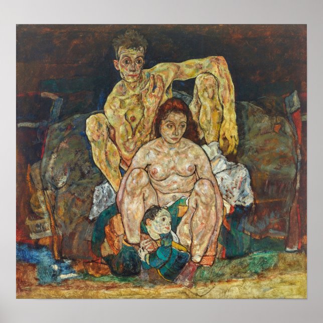 Affiche Schiele - Crouching Couple (La Famille) (Devant)