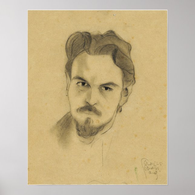 Affiche Schiele - Étude de portrait Anton Peschka 1909 (Devant)