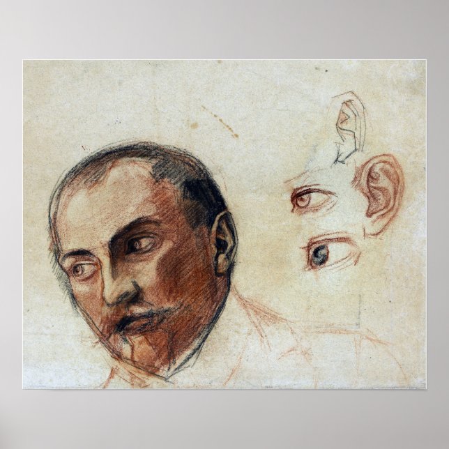 Affiche Schiele - Fiche d'étude (Oreilles de tête) 1906 (Devant)