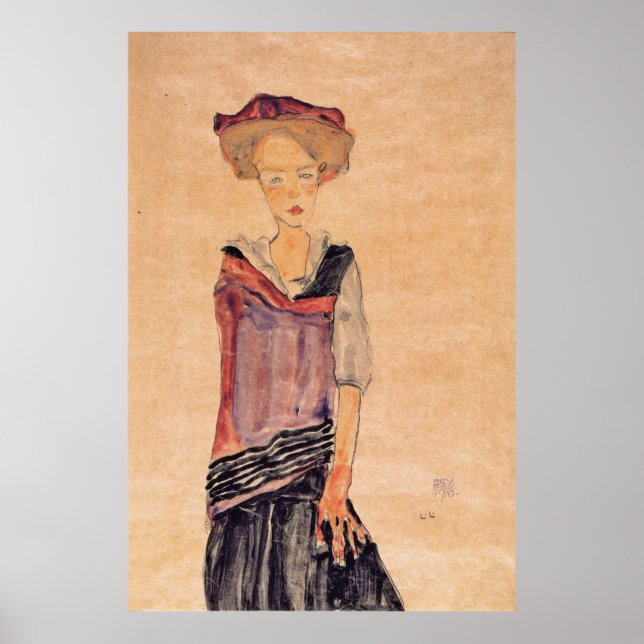 Affiche Schiele - Fille debout 1910 (Devant)