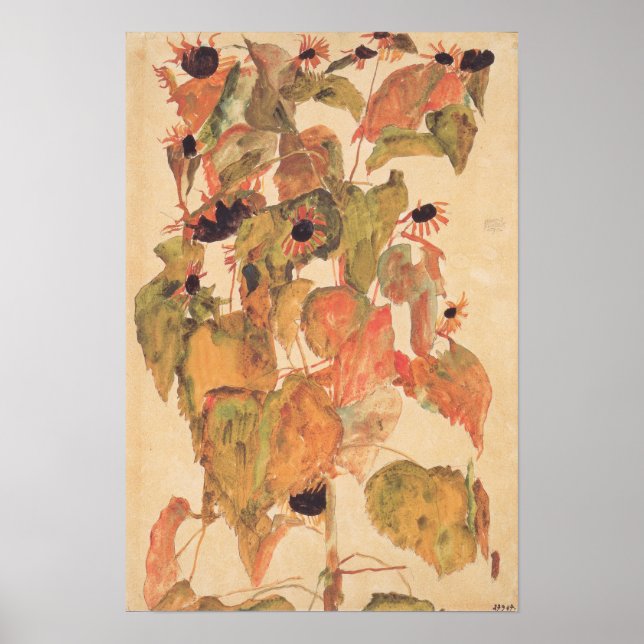 Affiche Schiele - Fleurs de soleil 1911 (Devant)