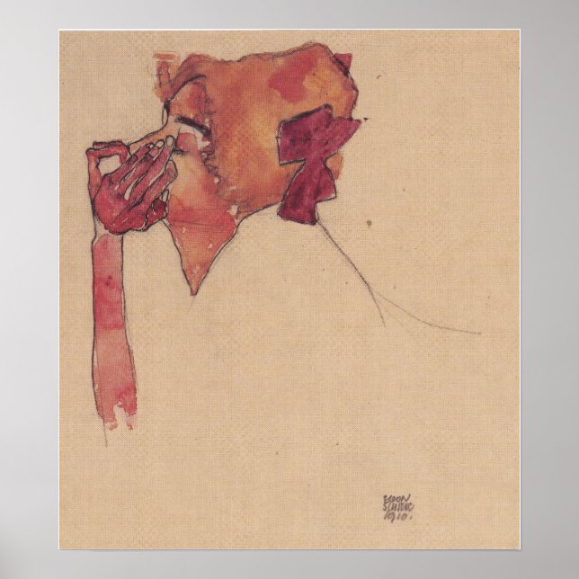 Affiche Schiele - Gerti Avec Maille De Cheveux 1910 (Devant)