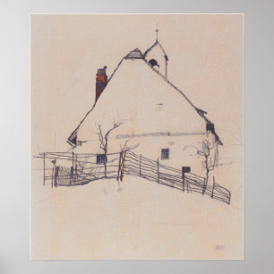 Affiche Schiele - Maison à Tour avec Cloche 1912