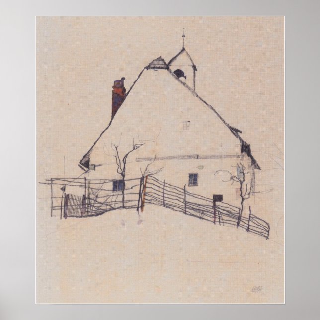 Affiche Schiele - Maison à Tour avec Cloche 1912 (Devant)