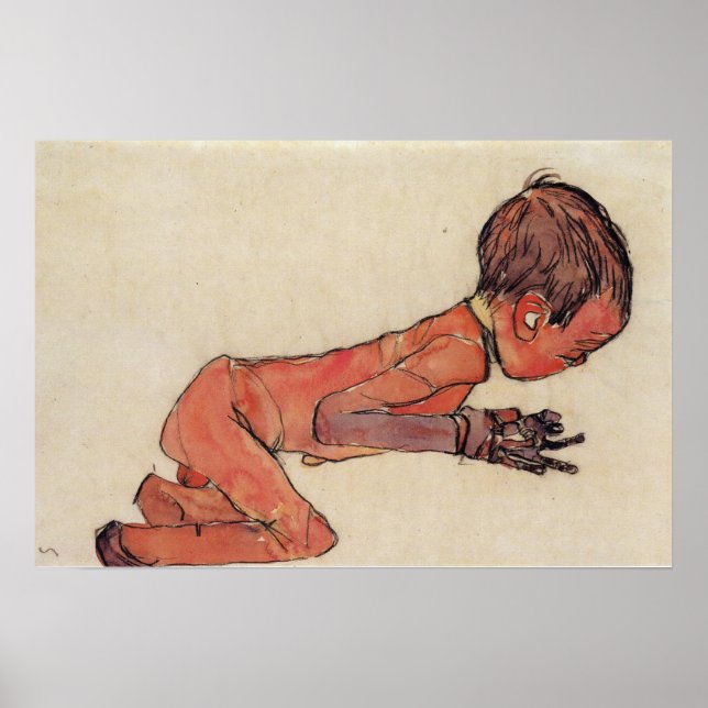 Affiche Schiele - Nouveau-Né Avec Jambes Dessinée 1910 (Devant)