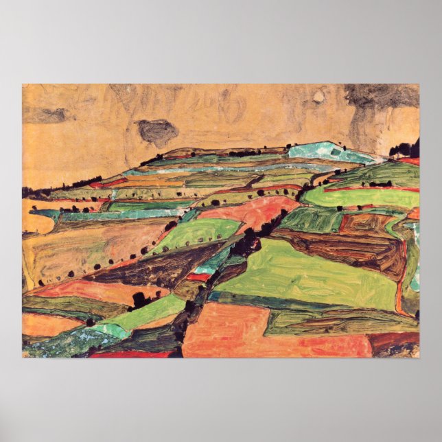 Affiche Schiele - Paysage champêtre 1910 (Devant)