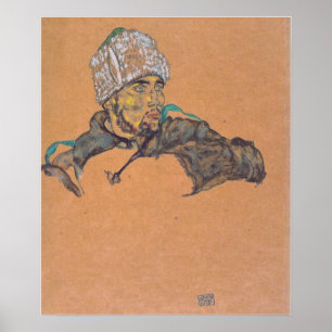 Affiche Schiele - Prisonnier de guerre russe avec chapeau 