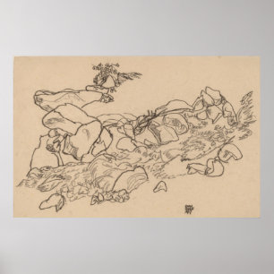 Affiche Schiele - Torrent de montagne 1917
