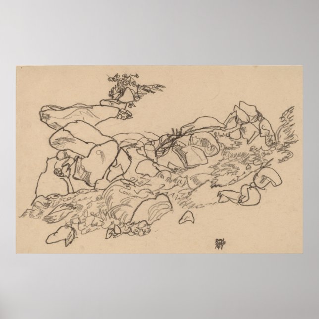 Affiche Schiele - Torrent de montagne 1917 (Devant)