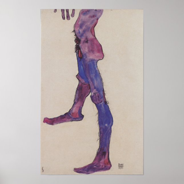 Affiche Schiele - Torse abdominal masculin 1910 (Devant)