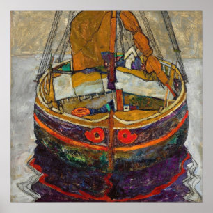 Affiche Schiele - Trieste Bateau de pêche