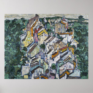 Affiche Schiele - Ville Entre Verdure (La Vieille Ville)