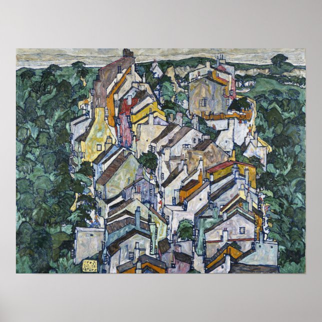 Affiche Schiele - Ville Entre Verdure (La Vieille Ville) (Devant)