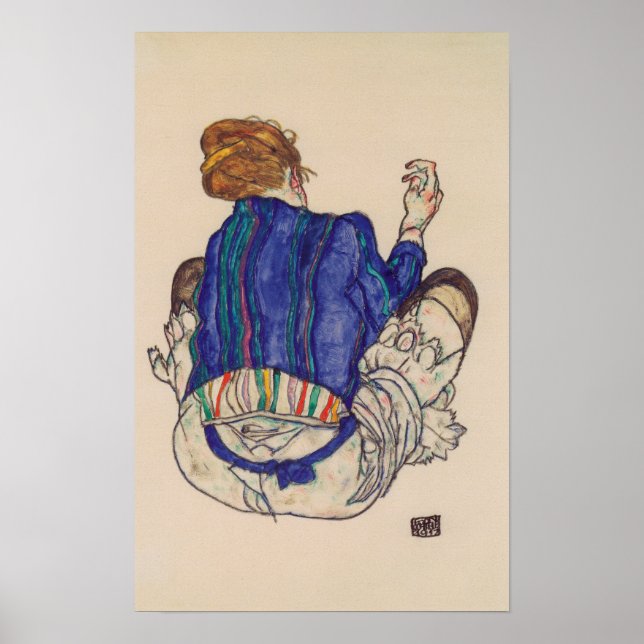 Affiche Schiele - Vue Arrière D'Une Femme Assis 1917 (Devant)