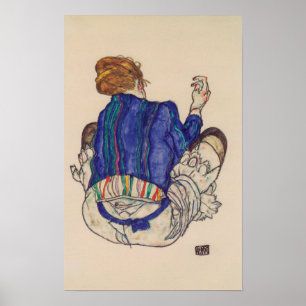 Affiche Schiele - Vue arrière d'une femme assise 1917