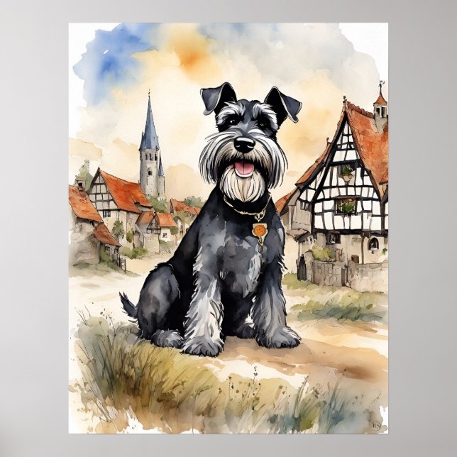 Affiche Schnauzer - Art Chien Imprimer (Devant)