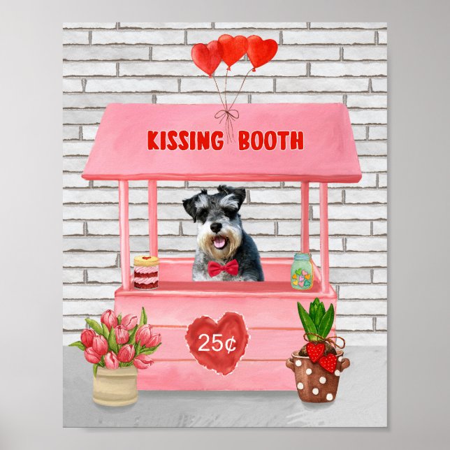 Affiche Schnauzer Chien Valentine's Day Kissing Booth (Devant)