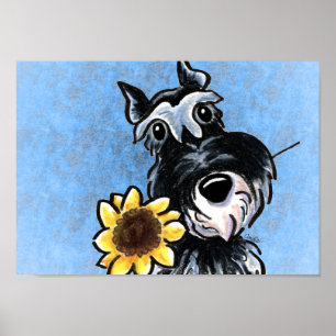 Affiche Schnauzer de miniature Sunflower bleu Off-Leash Ar
