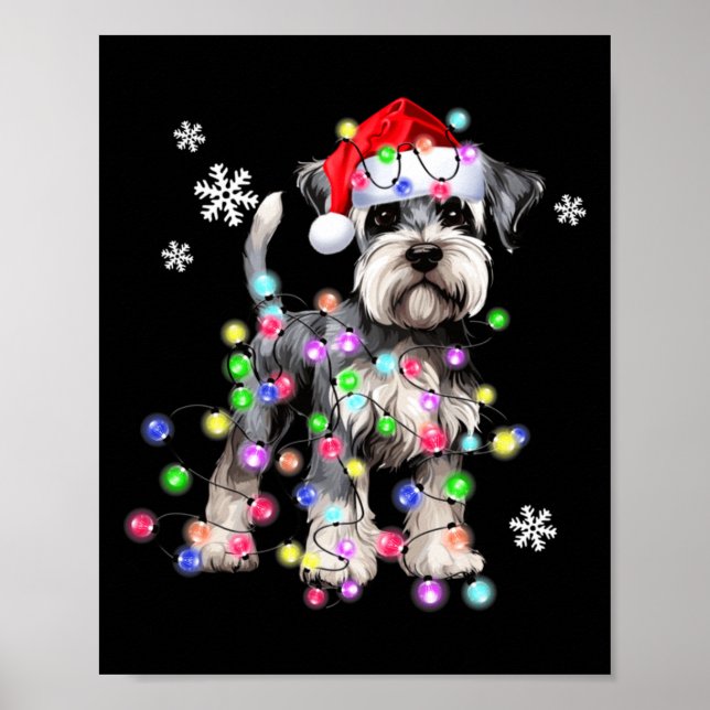 Affiche Schnauzer Dog Reindeer Christmas Lights Ugly Xmas  (Devant)