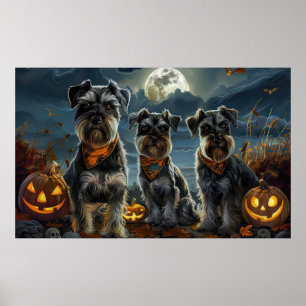 Affiche Schnauzer Halloween Éffrayant