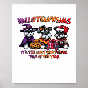 Affiche Schnauzer Halloween Thanksgiving Noël Classique