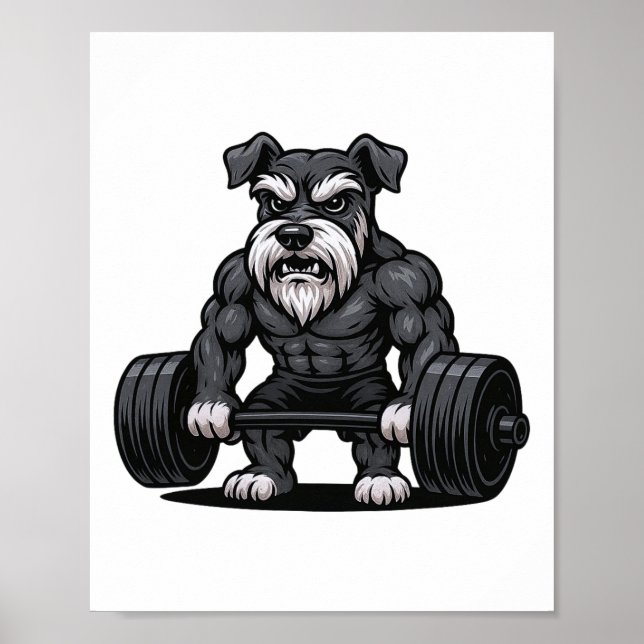 Affiche Schnauzer Poids Bodybuilder entraînement Gym Do (Devant)