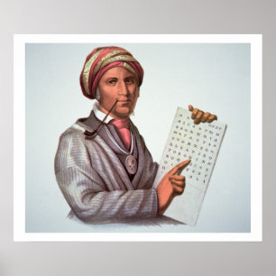 Affiche Scholar Cherokee, Sequoyah (1776-1843) (couleur)