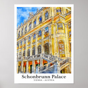 Affiche Schonbrunn Palace Vienna Autriche Travel Aquarelle