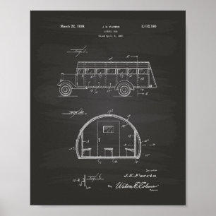 Affiche School Bus 1937 Patent Art Chalkboard