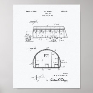 Affiche School Bus 1937 Patent Art White Paper