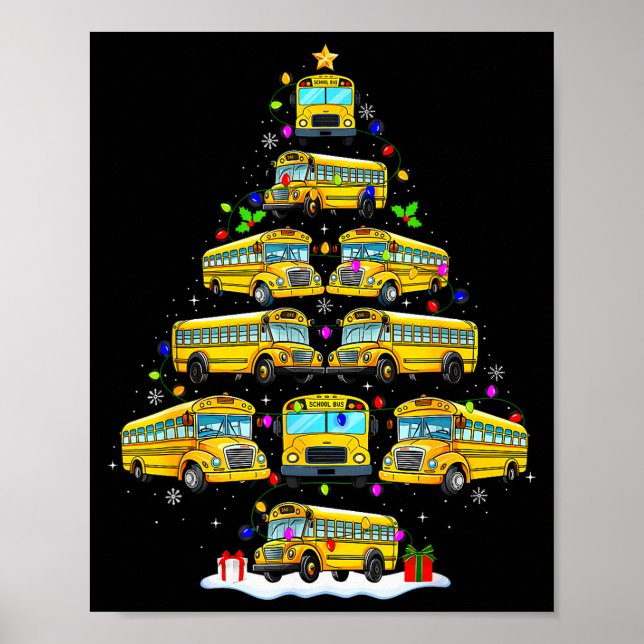 Affiche School Bus Christmas Tree Funny Santa Bus Driver P (Devant)