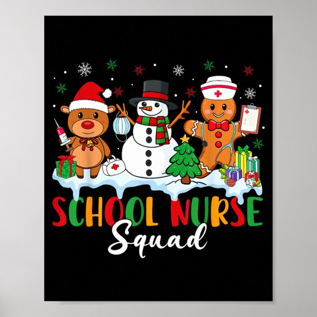 Affiche School Nurse Squad Reindeer Snowman Gingerbread Ch (Devant)