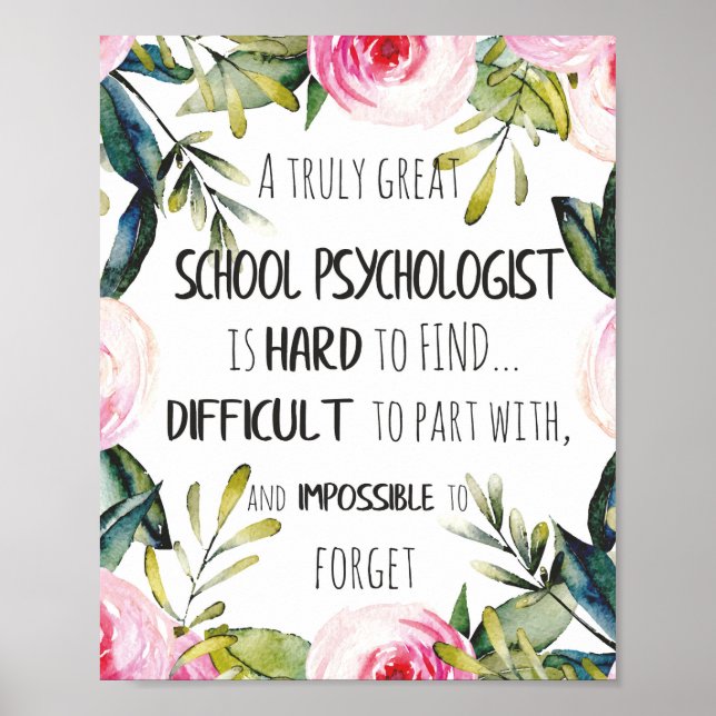 Affiche School Psychologist Office decor Appreciation Gift (Devant)