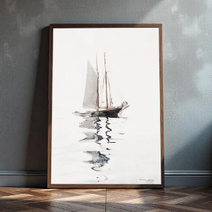 Affiche Schooner à deux mâts avec Dory par Winslow Homer