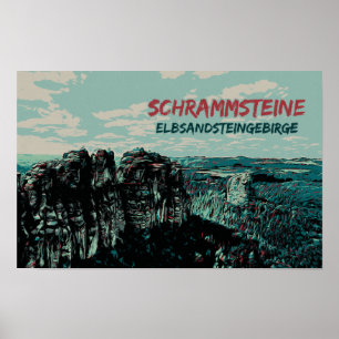 Affiche Schrammsteine, Monts Elbe Sandstone