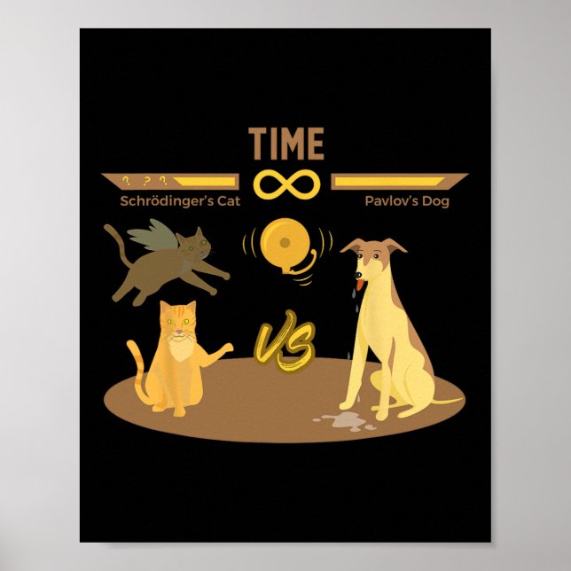 Affiche Schrodinger's Cat Vs. Pavlov's Dog Funny Video Gam (Devant)