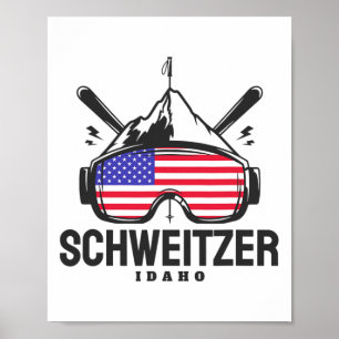 Affiche Schweitzer Idaho Usa Ski Rétro