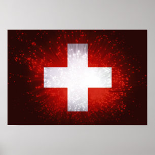 Affiche Schweiz; Switzerland Flag