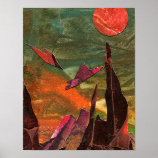Affiche Sci-Fi "Oiseaux de feu" formes de vie alien en vol