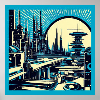 Affiche Sciage urbain futuriste SF 3