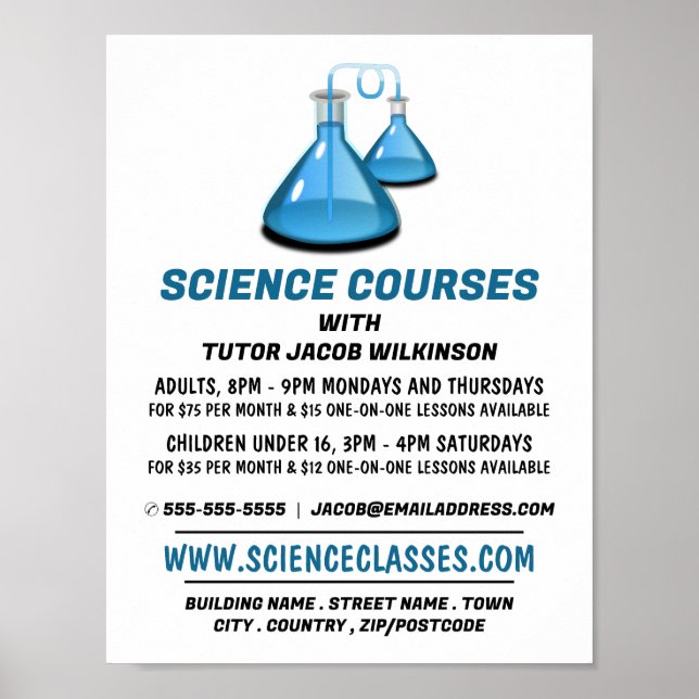 Affiche Science Beakers, Science Cours Publicité (Devant)