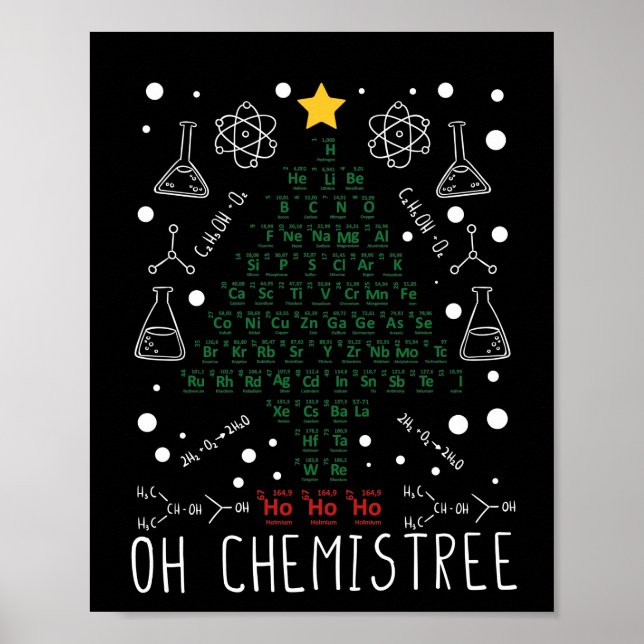 Affiche Science Chimie de l'arbre de Noël Chimiste drôle (Devant)