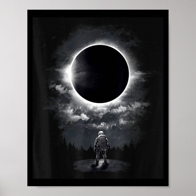 Affiche Science de l'éclipse spatiale d'astronaute vintage (Devant)