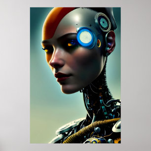 Affiche Science-fiction futuriste Cyborg Lady Wall Art