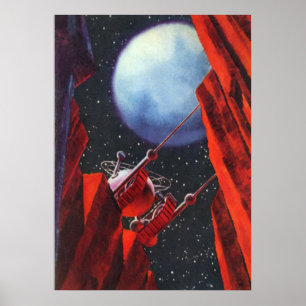 Affiche Science-fiction vintage, rover lunaire de l'espace